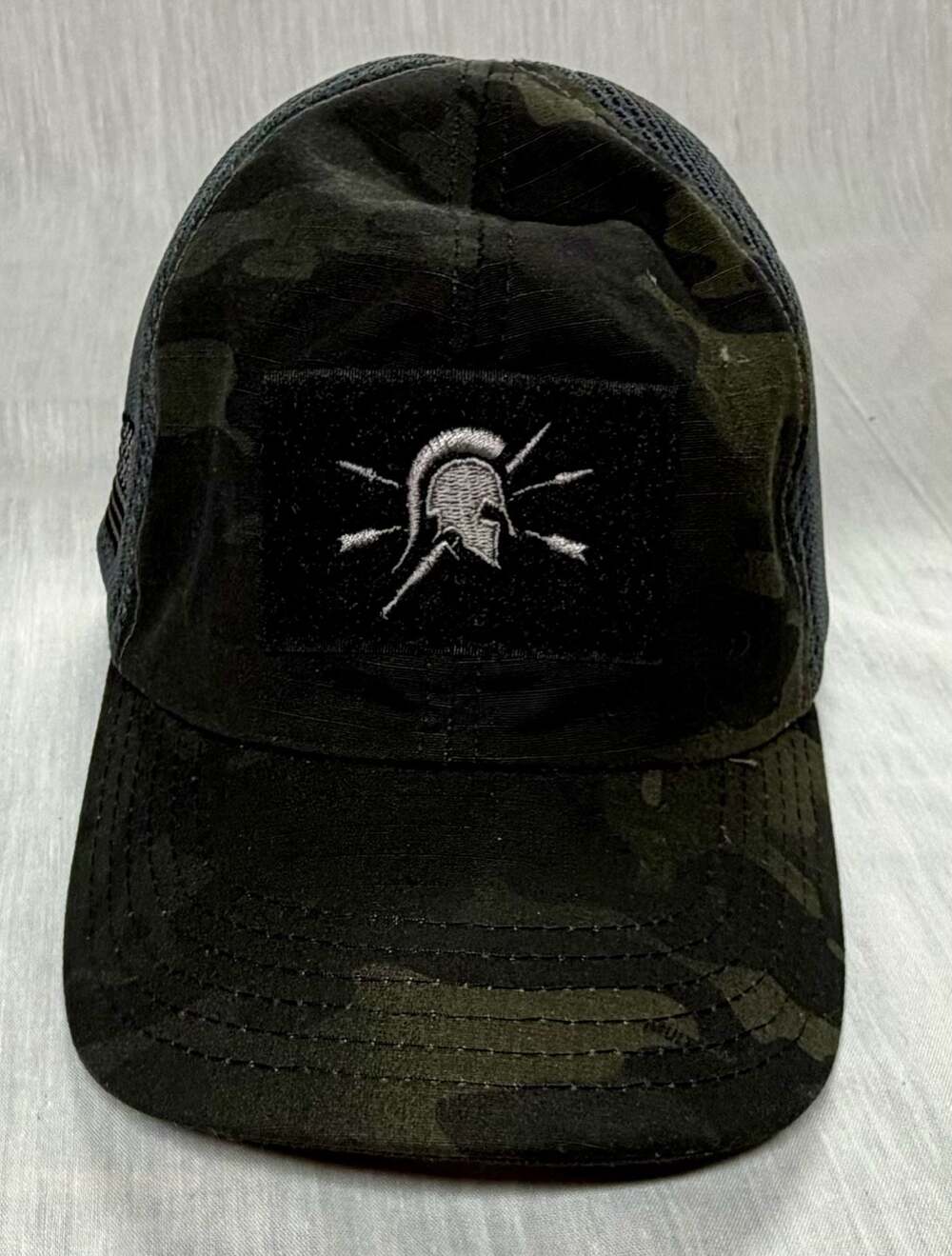 Nine Line Apparel Spartan Helmet Mesh Back Trucker Hat in Black Multicam